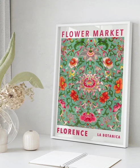 Çerçevesiz Poster Flower Market Florence - Resim 5