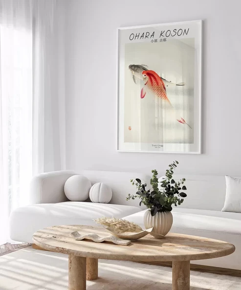 Çerçevesiz Poster Ohara Koson İki Sazan - Resim 3