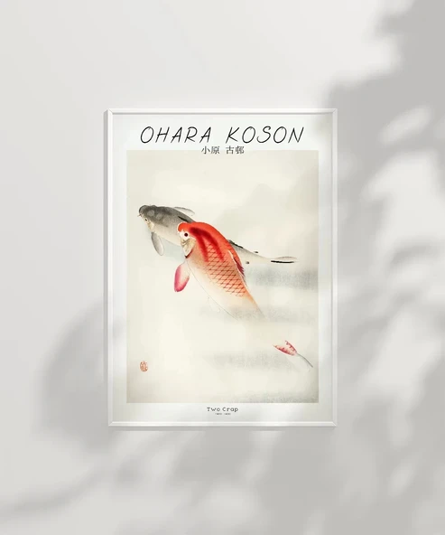 Çerçevesiz Poster Ohara Koson İki Sazan - Resim 7