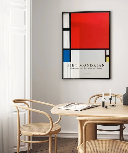 Çerçevesiz Poster Piet Mondrian Kırmızı, Mavi ve Sarıdan Oluşan Kompozisyon - Resim 4