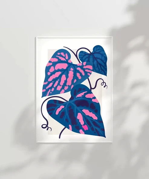 Çerçevesiz Poster Mavi ve Pembe Yaprak Dansı - Resim 3