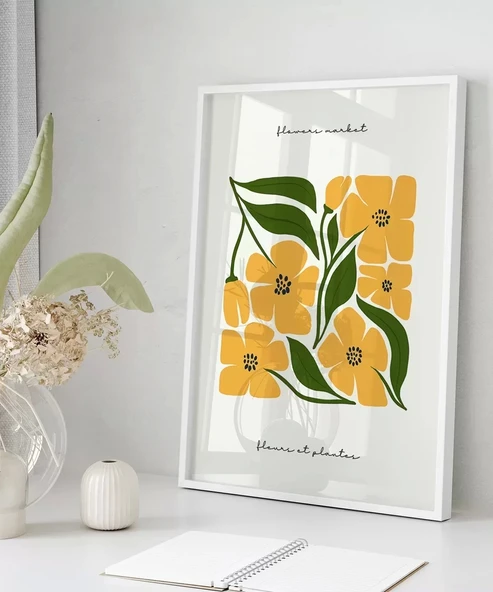 Çerçevesiz Poster Sarı Çiçek Deseni - Resim 5