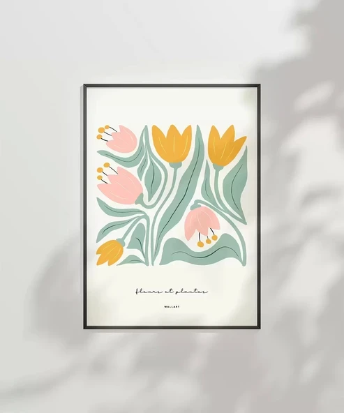 Çerçevesiz Poster Yumuşak Renkler Zarif Çiçekler - Resim 7