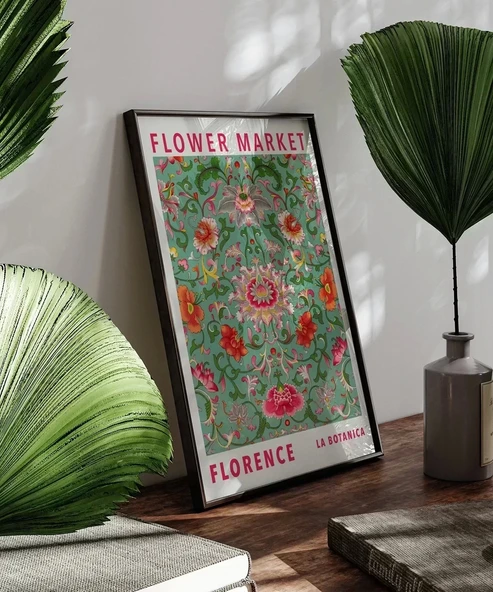 Çerçevesiz Poster Flower Market Florence - Resim 4