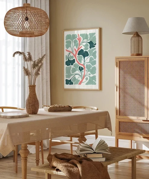 Çerçevesiz Poster Ginkgo Ağacı Deseni - Resim 4