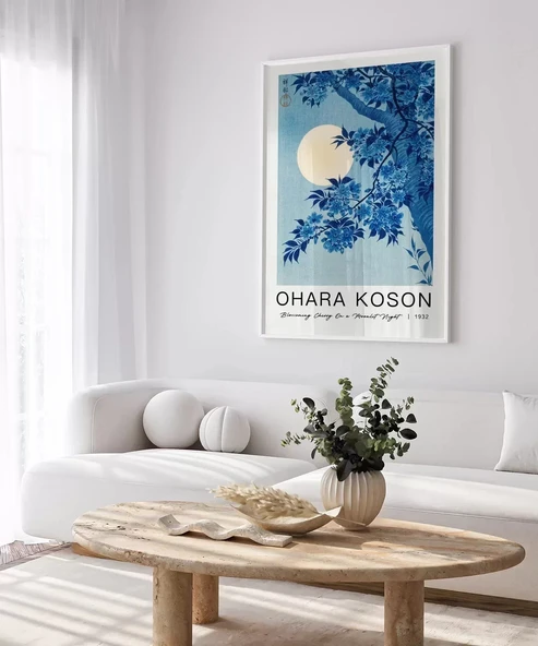 Çerçevesiz Poster Ohara Koson Mehtaplı Gecede Çiçek Açan Kiraz - Resim 3
