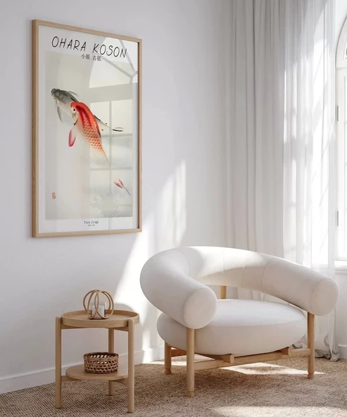 Çerçevesiz Poster Ohara Koson İki Sazan - Resim 5