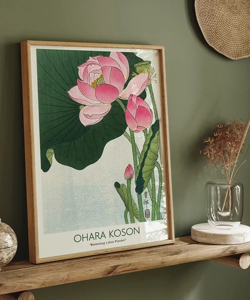Çerçevesiz Poster Ohara Koson Çiçek Açan Lotus Çiçekleri 3 - Resim 5