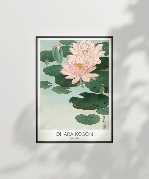 Çerçevesiz Poster Ohara Koson Su Zambakları - Resim 6