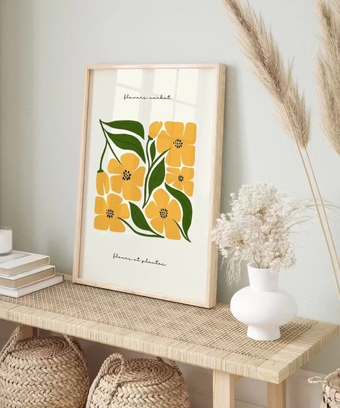 Çerçevesiz Poster Sarı Çiçek Deseni - Resim 6