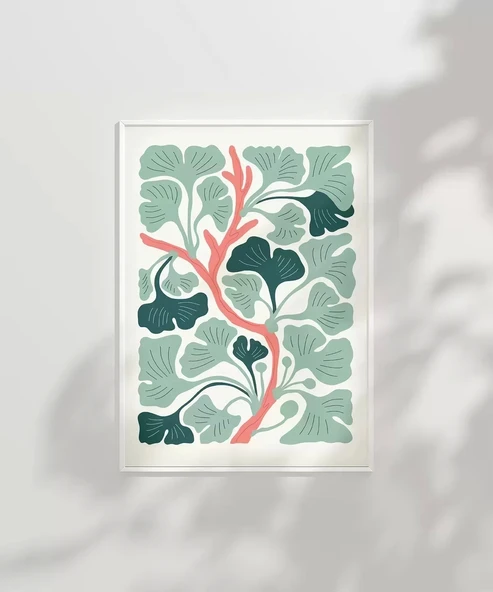 Çerçevesiz Poster Ginkgo Ağacı Deseni - Resim 3