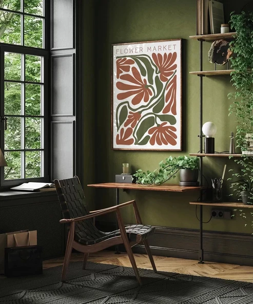 Çerçevesiz Poster Art Nouveau Esintili Çiçekler - Resim 6