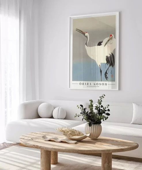 Çerçevesiz Poster Ohara Koson İki Turna - Resim 4