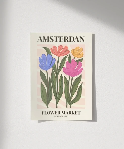 Çerçevesiz Poster Amsterdam'da Çiçek Zamanı ürün görseli