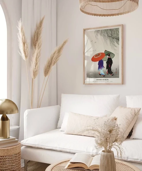 Çerçevesiz Poster Ohara Koson Yağmurda İki Kadın - Resim 3