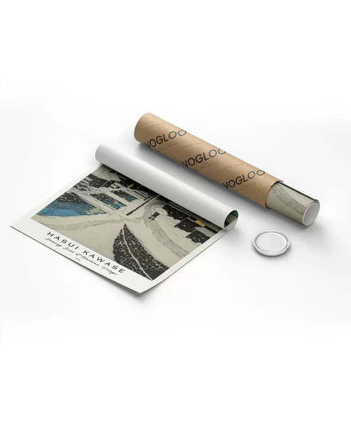 Çerçevesiz Poster Hasui Kawase Terashima Köyü'nde Akşam Karı - Resim 8