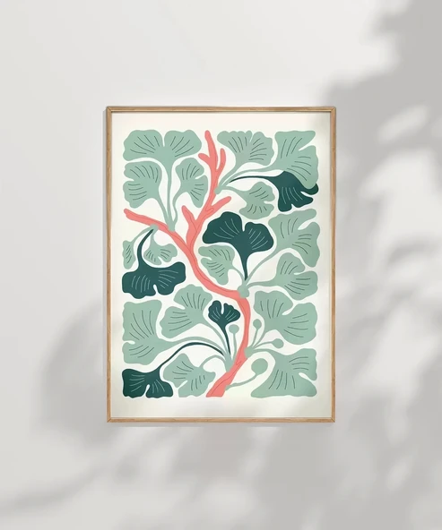 Çerçevesiz Poster Ginkgo Ağacı Deseni - Resim 8