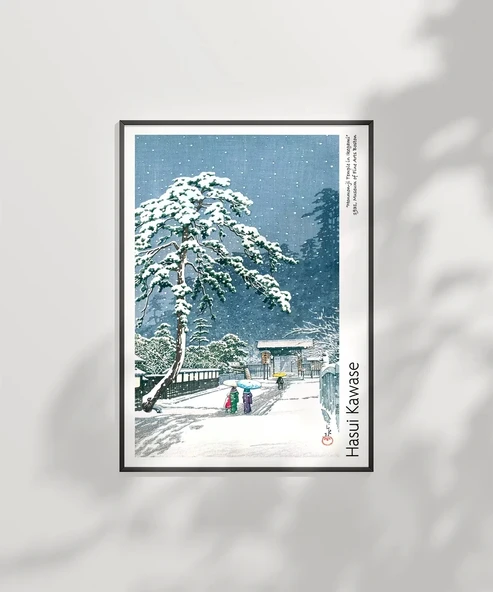 Çerçevesiz Poster Hasui Kawase Ikegami'deki Honmonji Tapınağı - Resim 6
