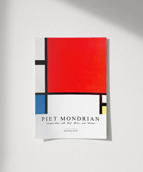 Çerçevesiz Poster Piet Mondrian Kırmızı, Mavi ve Sarıdan Oluşan Kompozisyon ürün görseli