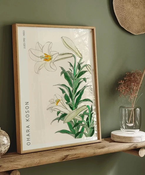 Çerçevesiz Poster Ohara Koson Zambaklar - Resim 4