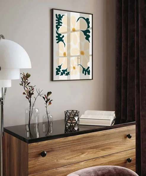 Çerçevesiz Poster Pastel Beyaz Çiçekler - Resim 4