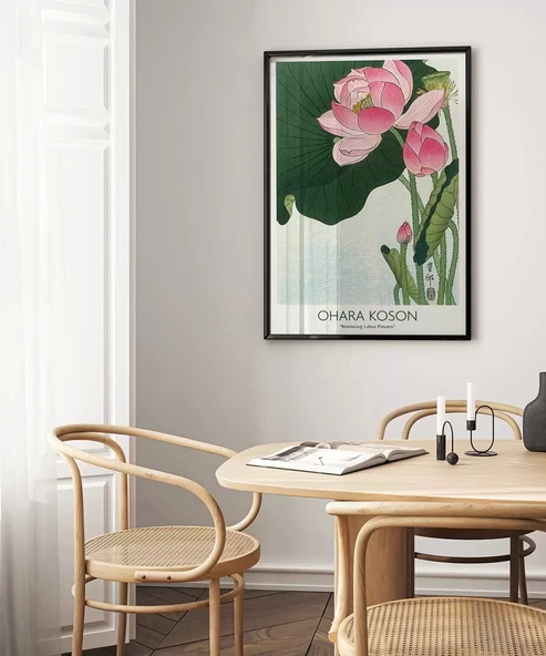 Çerçevesiz Poster Ohara Koson Çiçek Açan Lotus Çiçekleri 3 - Resim 4