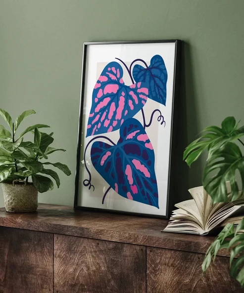 Çerçevesiz Poster Mavi ve Pembe Yaprak Dansı - Resim 6