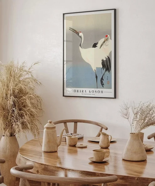 Çerçevesiz Poster Ohara Koson İki Turna - Resim 5