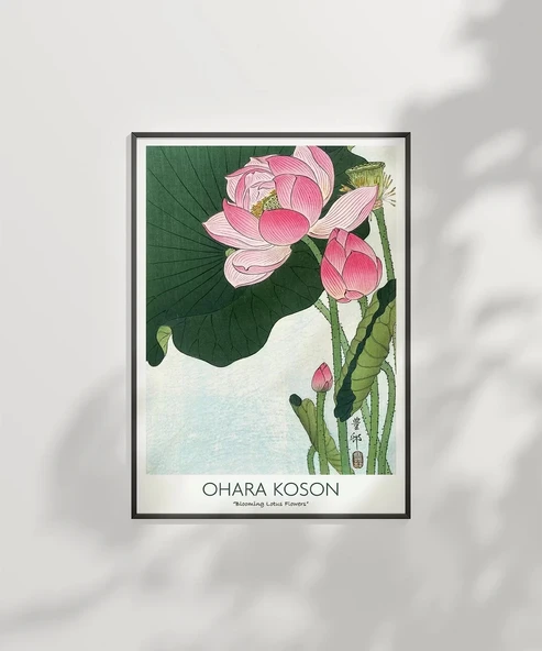 Çerçevesiz Poster Ohara Koson Çiçek Açan Lotus Çiçekleri 3 - Resim 6
