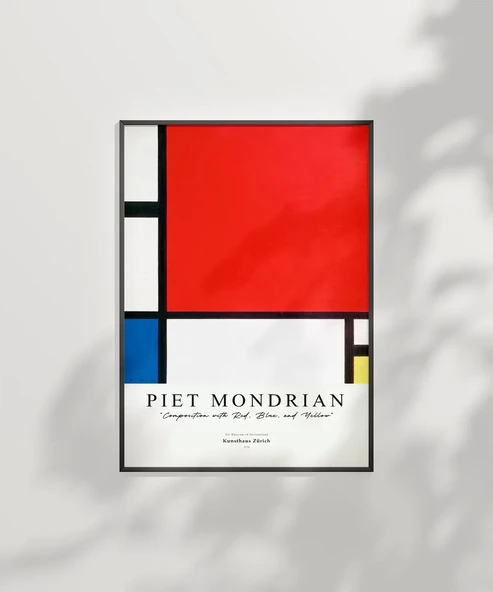 Çerçevesiz Poster Piet Mondrian Kırmızı, Mavi ve Sarıdan Oluşan Kompozisyon - Resim 6