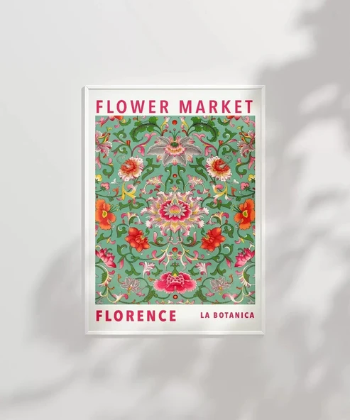Çerçevesiz Poster Flower Market Florence - Resim 3