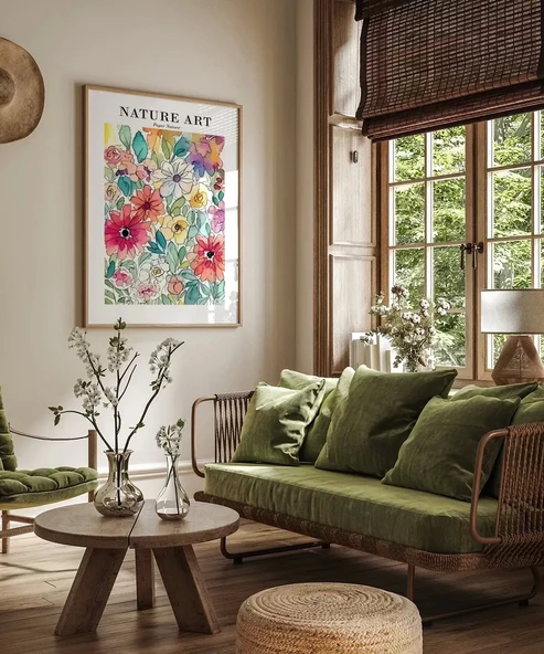 Çerçevesiz Poster Pastel Çiçek Bahçesi - Resim 4