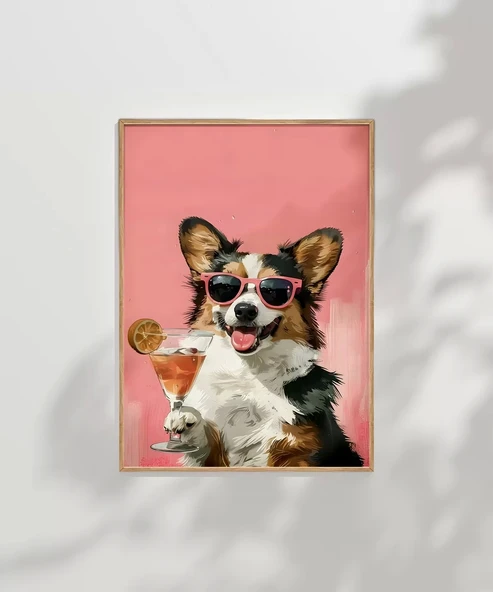 Çerçevesiz Poster Corgi'nin Pembe Gözlük Stili - Resim 6