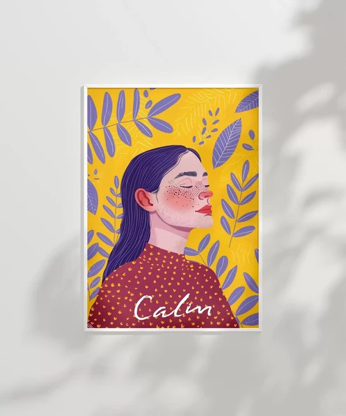 Çerçevesiz Poster Sarı Zeminli Meditasyon - Resim 2