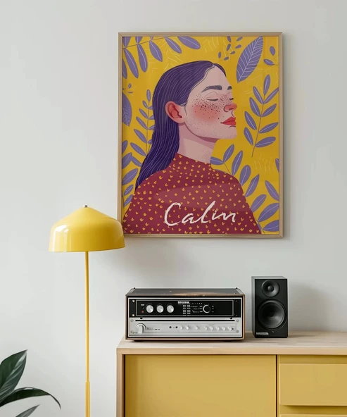 Çerçevesiz Poster Sarı Zeminli Meditasyon - Resim 3