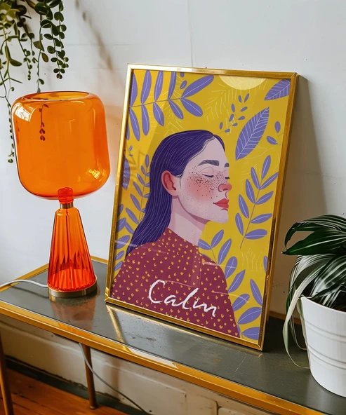 Çerçevesiz Poster Sarı Zeminli Meditasyon - Resim 5