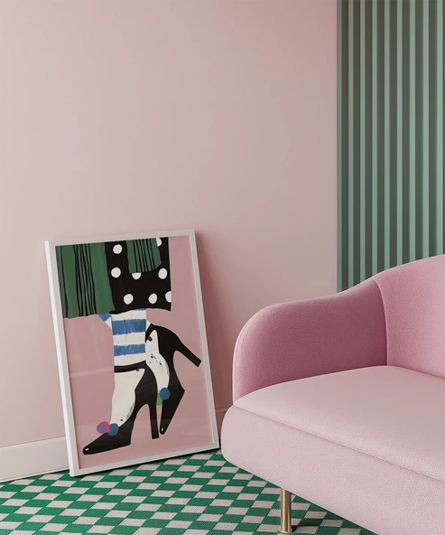 Çerçevesiz Poster Çizgi ve Puantiye Zarafeti - Resim 5