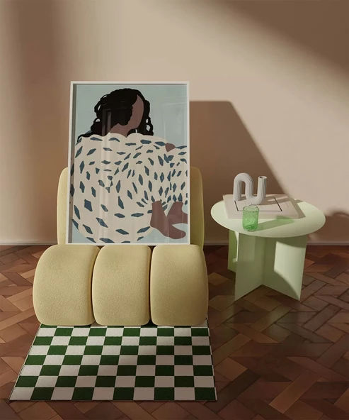 Çerçevesiz Poster Mavi Dokularla Sarılmak - Resim 4