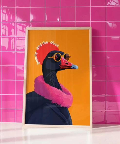 Çerçevesiz Poster Beauty and the Duck Tasarım - Resim 3