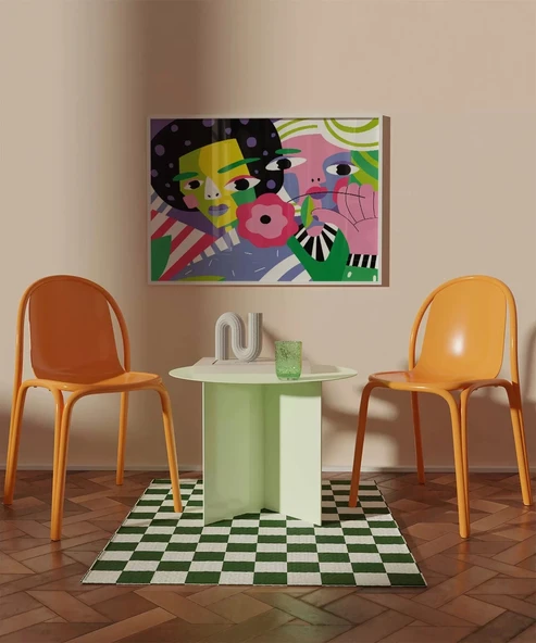 Çerçevesiz Poster Renkli Çiçekler ve Yüzler - Resim 3