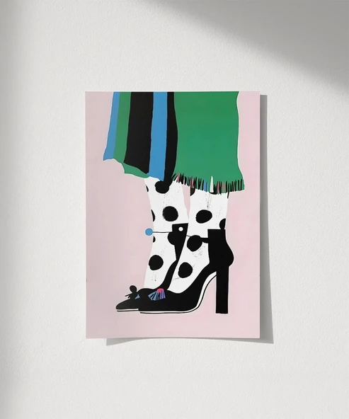 Çerçevesiz Poster Puantiye ve Topuk Zarafeti ürün görseli