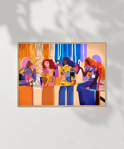 Çerçevesiz Poster Renkli Kadınlar - Resim 7