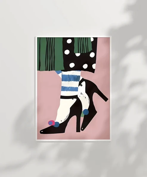 Çerçevesiz Poster Çizgi ve Puantiye Zarafeti - Resim 2