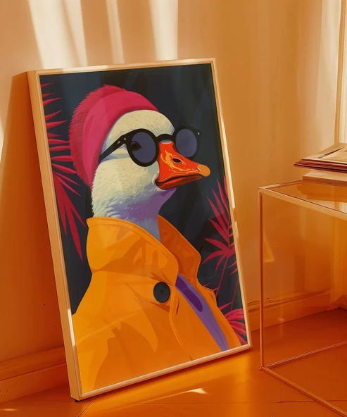 Çerçevesiz Poster Neon Moda Ördek Stili - Resim 4