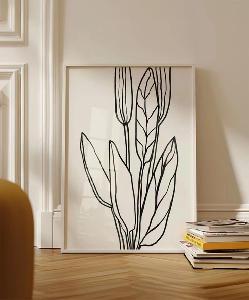 Çerçevesiz Poster Soyut Bitki Formları Grafik Sanat - Resim 4