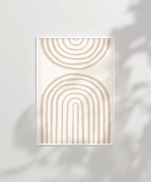 Çerçevesiz Poster Nötr Tonlarda Geometrik Desenli - Resim 2