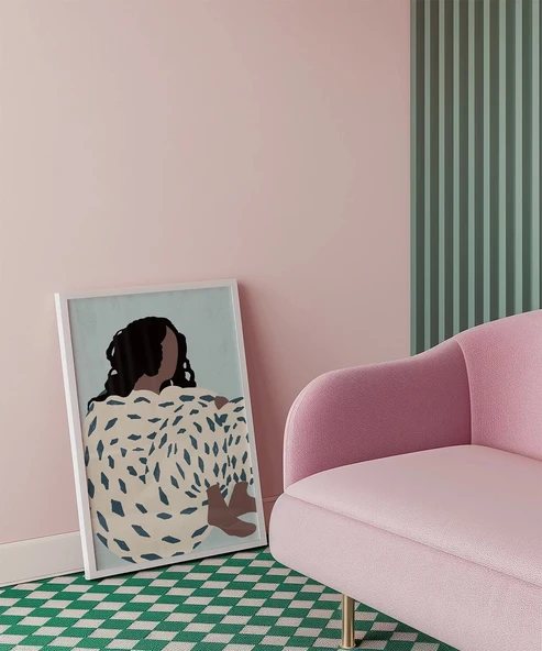 Çerçevesiz Poster Mavi Dokularla Sarılmak - Resim 5