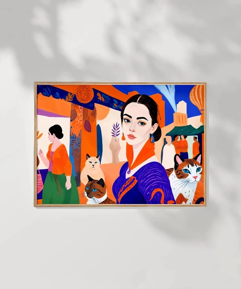 Çerçevesiz Poster Kedilerle Şehir Hikayesi - Resim 7