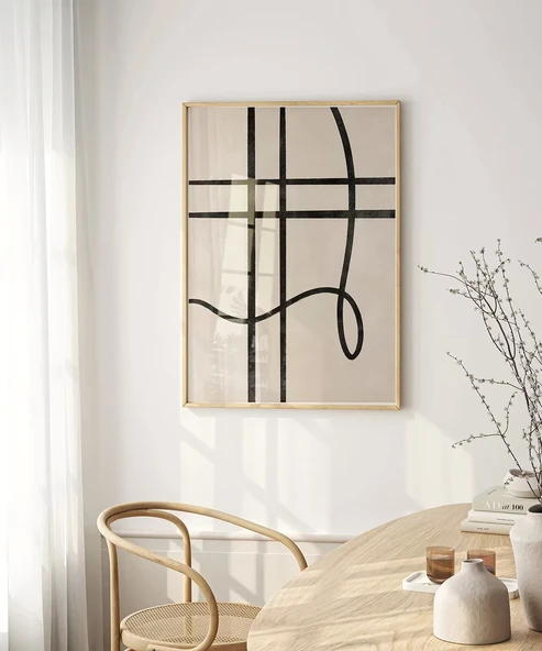 Çerçevesiz Poster Soyut Geometrik Hatlar Minimalist - Resim 3