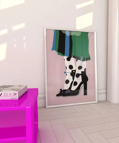 Çerçevesiz Poster Puantiye ve Topuk Zarafeti - Resim 3